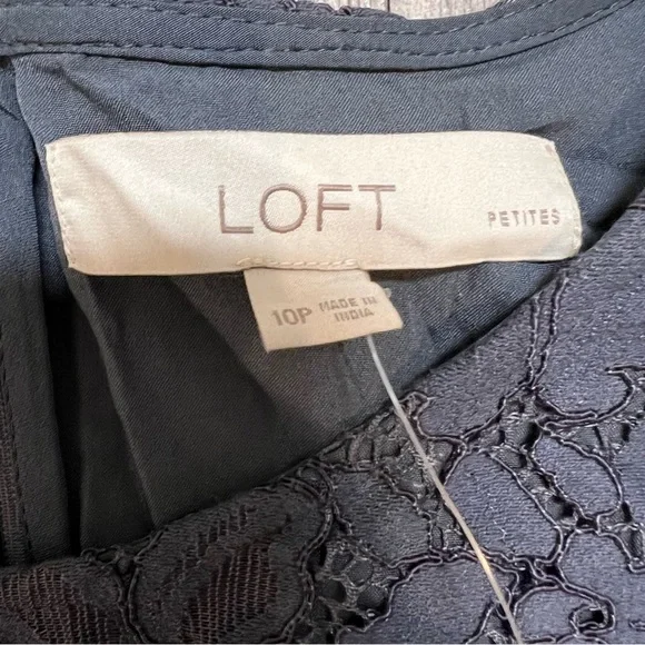 NWT Loft Navy Blue Floral Lace Ruffle Mini Flutter Sleeve Cocktail Dress 10P - Picture 8 of 15